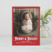 Foto Merry and Bright Birth Aankondiging (Staand voorkant)