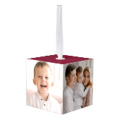 Foto Merry and Bright Cranberry Kubus Ornament (Achter hoekig)