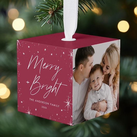 Foto Merry and Bright Cranberry Kubus Ornament