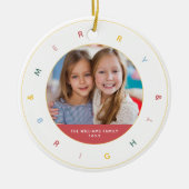 Foto Merry & Bright Modern Rainbow Keramisch Ornament (Voorkant)