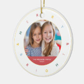 Foto Merry & Bright Modern Rainbow Keramisch Ornament (Links)