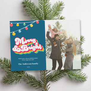 Foto Merry & Bright Retro Feestdagenkaart