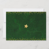 Foto Merry Bright Script Green Gold Glitter Star Feestdagenkaart (Achterkant)