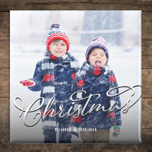 Foto Merry Christmas Script Sjabloon Magneet