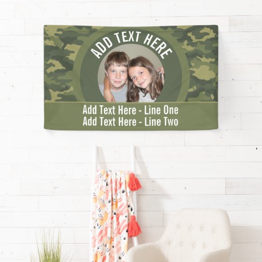 Foto met Camouflage Green en aangepaste tekst Spandoek (Insitu)
