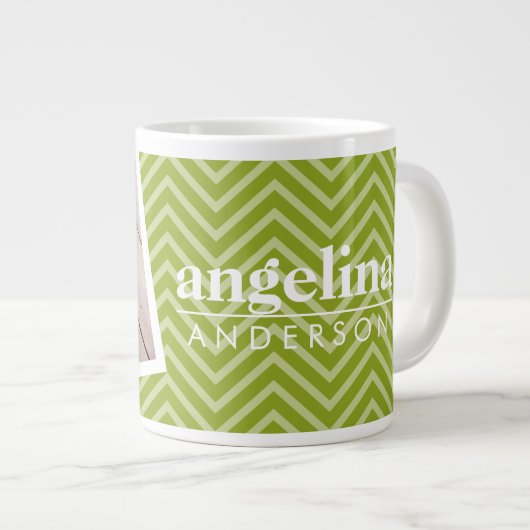 Foto met Chevron Pattern en aangepaste naam Jumbo Beker (Voorkant rechts)