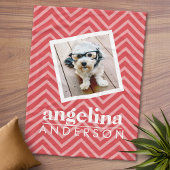 Foto met de aangepaste naam Red Chevron Pattern Fleece Deken