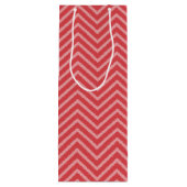 Foto met de aangepaste naam Red Chevron Pattern Wijn Cadeautas (Achterkant)