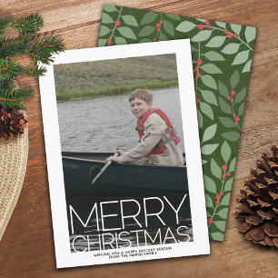 Foto met een enorme kerst van Merry - botanische a Feestdagenkaart