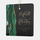 Foto met eerste kerstfeest, married Emerald Agate  Keramisch Ornament (Links)