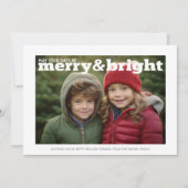 Foto met enorme Merry en Bright - gewoon rood Feestdagenkaart (Voorkant)