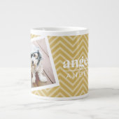 Foto met Gold Chevron Pattern en aangepaste naam Extra Grote Beker (Voorkant)