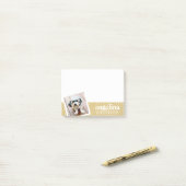 Foto met Gold Chevron Pattern en aangepaste naam Post-it® Notes (Op bureau)