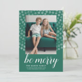 Foto met Green Boho Waterverf Dot Pattern Feestdagenkaart (Staand voorkant)