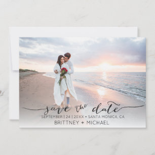 Foto met handgeschreven moderner zwart, sla de dat save the date
