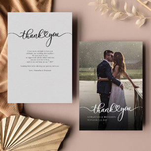 Foto met handschrift Elegant Wedding Hartelijk dan Notitiekaartje
