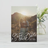 Foto met handschrift save the date (Staand voorkant)