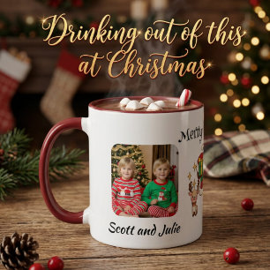 Foto met Kerst HERT Groen Personaliseer Mok