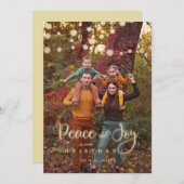 Foto met kerstlampjes Peace Joy Whimsical-script (Voorkant / Achterkant)