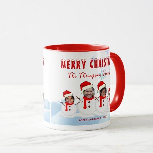 Foto met kerstmis Funny Snowman Coffee Mok (Voorkant rechts)