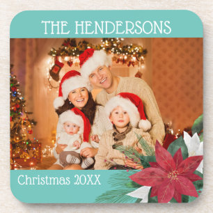 Foto met Kerstmis Poinsettia Bier Onderzetter