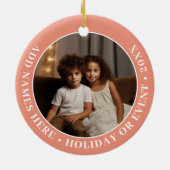 Foto met koraalrand en aangepaste tekst - minimaal keramisch ornament (Achterkant)