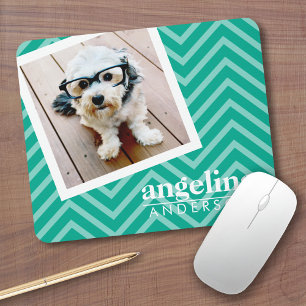 Foto met Modern Chevron Pattern en Aangepaste naam Muismat