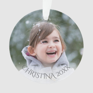 Foto met Monogrammen Name Holiday Ornament