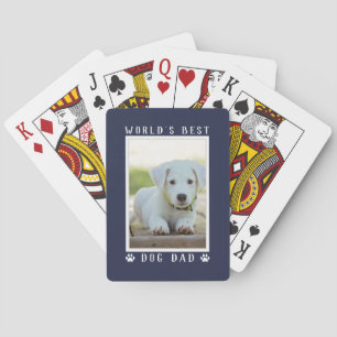 Foto met pootafdrukken van de beste hondenpapa ter pokerkaarten