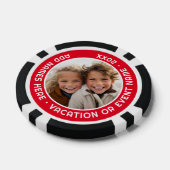 Foto met rode rand en aangepaste tekst poker chips (Enkel)