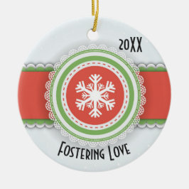 Foto met roze en groene kerst keramisch ornament