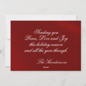 Foto met Silver Border & Snowflakes op rood Feestdagenkaart (Achterkant)