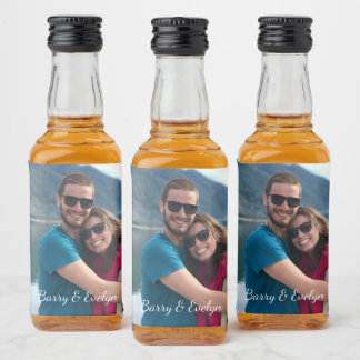 Foto met tekst op onderste mini-liquorlabels likeurfles etiket