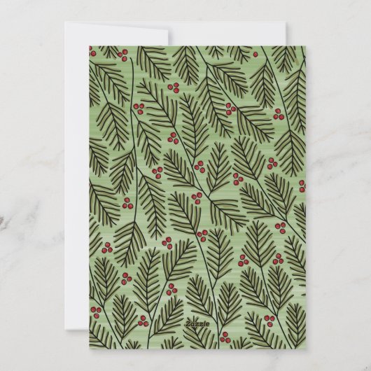 Foto met Whimsical Branches en Modern Script Feestdagenkaart (Achterkant)