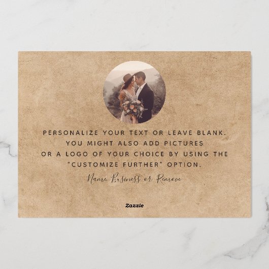 Foto minimaal modern script toevoegen Hartelijk da Folie Feestdagenkaart (Achterkant)