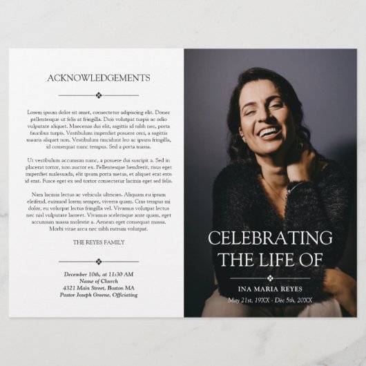 Foto Minimale viering van Life Begrafenisprogramma (Voorkant)