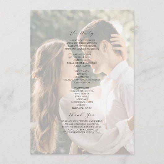 Foto Minimalistisch Bruiloftsprogramma met Wilde B Programma (Achterkant)