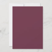 Foto minimalistisch Burgundy White Script Weddensc Kaart (Achterkant)