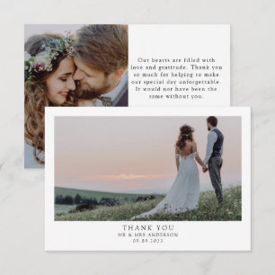 Foto minimalistisch huwelijk 2 bedankkaart