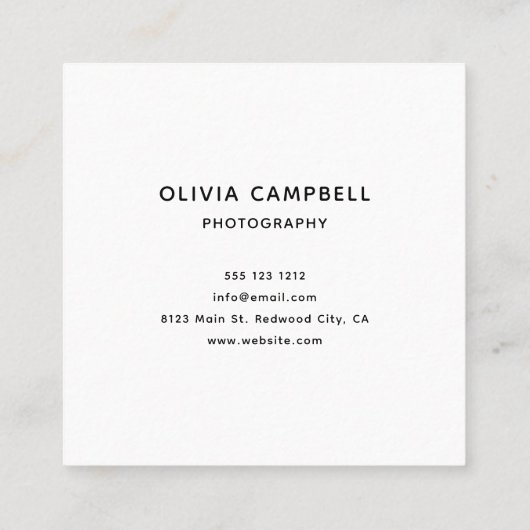 Foto Minimalistisch Modern Vierkante Visitekaartje (Achterkant)