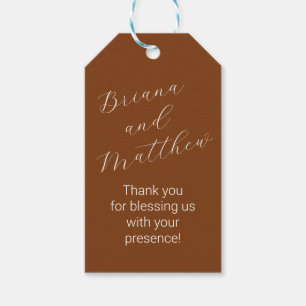 Foto Minimalistisch Script Terracotta bruiloft gun Cadeaulabel