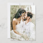 Foto Minimalistische Zwart-Wit Monogram Trouw Save The Date (Voorkant)