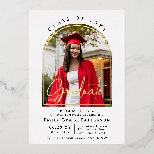 Foto Modern Arch Afstuderen Script Afstudeerfeest Folie Uitnodiging (Voorkant)