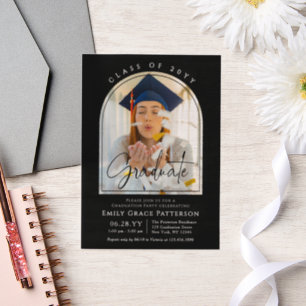 Foto Modern Arch Afstuderen Script Afstudeerfeest Vellum Uitnodigingen