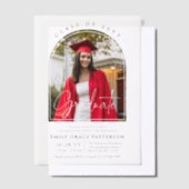 Foto Modern Arch Afstuderen Script Afstudeerfeest Vellum Uitnodigingen (Offset)