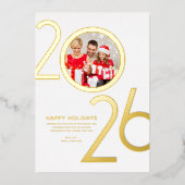 Foto Modern Bold White 2026 Holiday Gold Kaart (Voorkant)