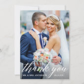 Foto Modern Calligraphy Wedding Bride Groom Bedankkaart (Voorkant)