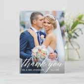 Foto Modern Calligraphy Wedding Bride Groom Bedankkaart (Staand voorkant)