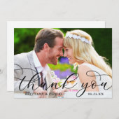 Foto Modern Calligraphy Wedding Couple Bedankkaart (Voorkant / Achterkant)