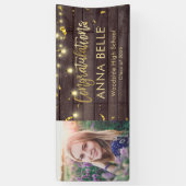 Foto modern Chic Script Rustic Gold Afstuderen Spandoek (Verticaal)